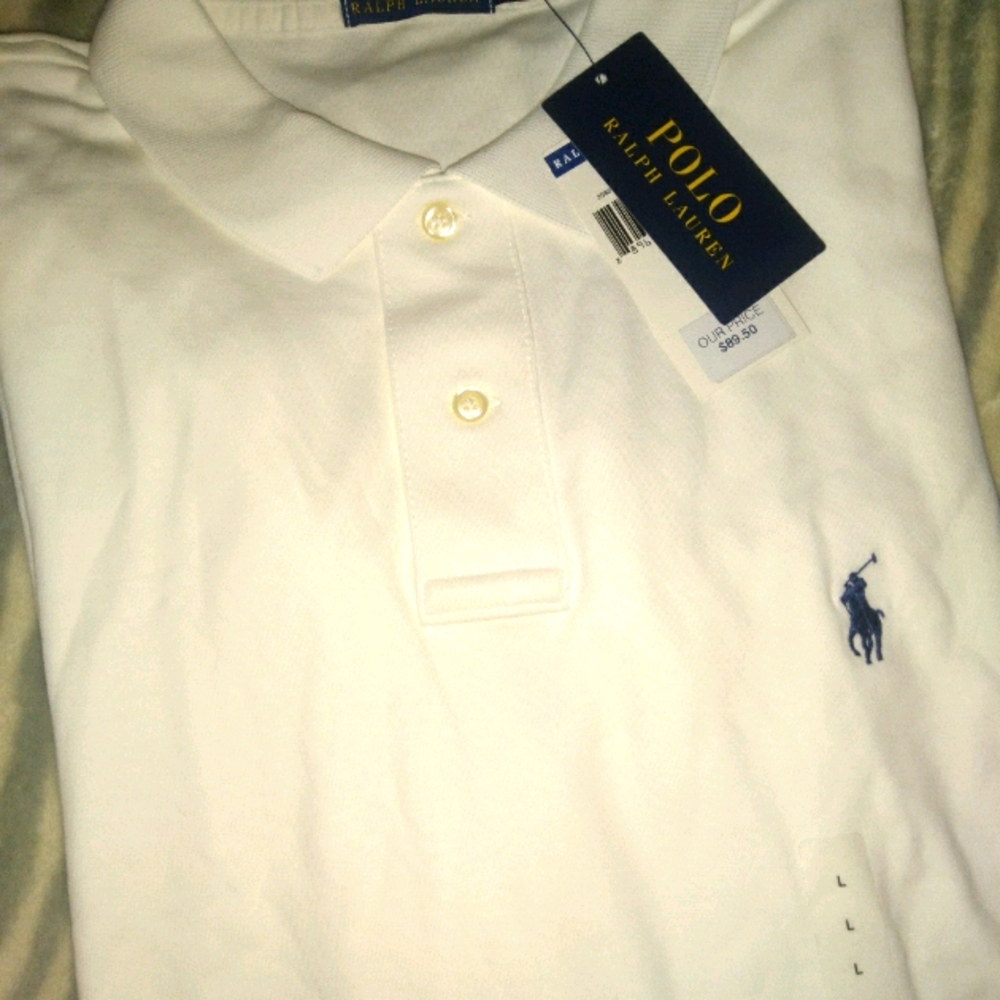 Mens NWT White polo ralph lauren shirt size large